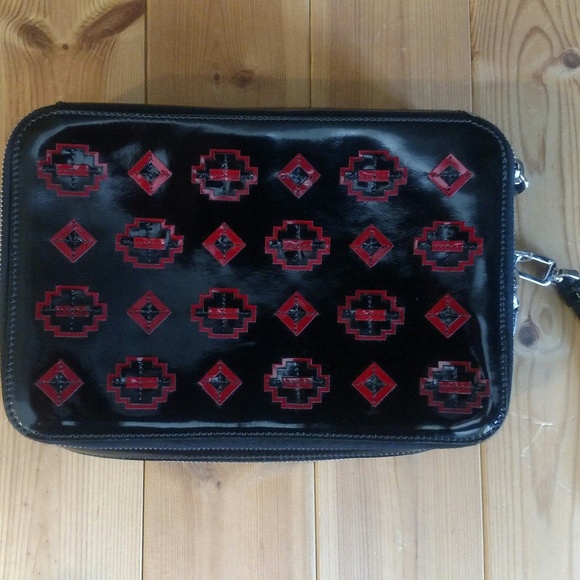Prada Patent Leather Bag - Black w/Red Geometric - Picture 2 of 8